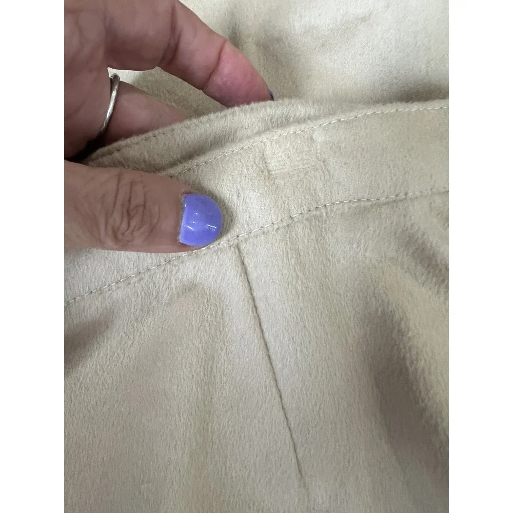 Vintage ESCADA  Placenza Orylactus Rabbit Wool Beige Satin Trim skirt Suit 12-14